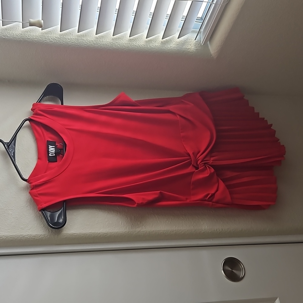 DKNY red pleated top